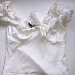 Shein white ruffle crop top
